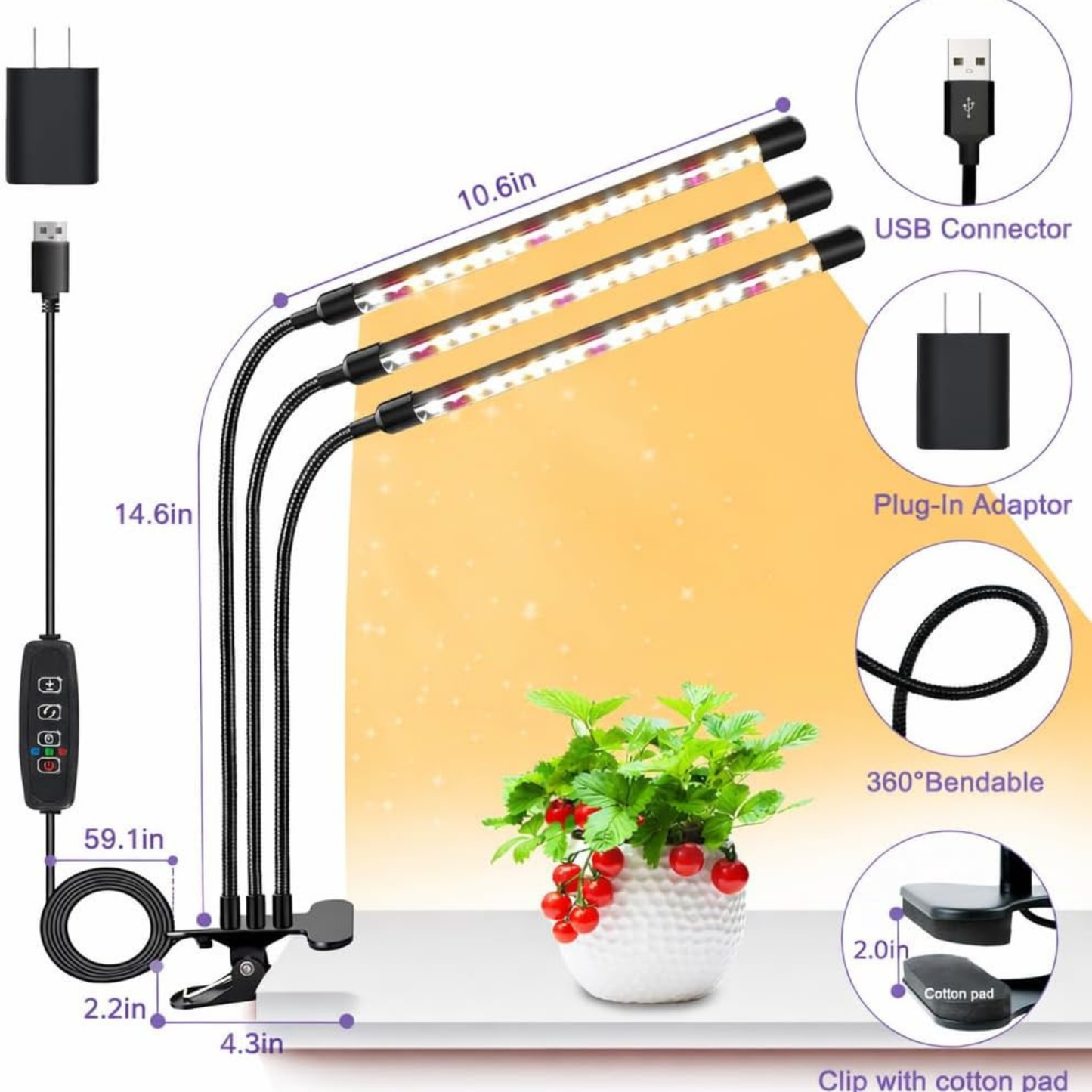 Seed Starting Grow Lights — Full Spectrum, 2 Pack